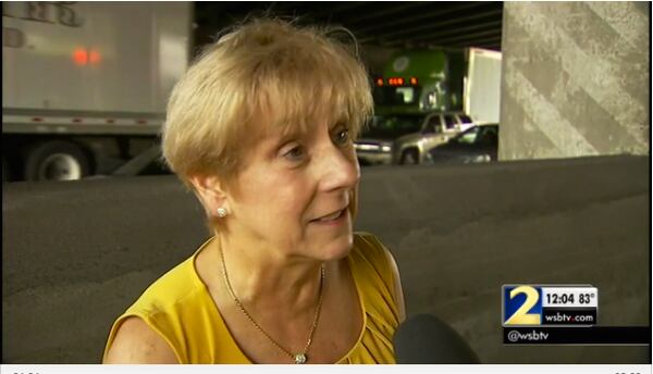 Cobb County resident Karen Carlisle discusses this morning's traffic calamity on I-75. Photo: Channel 2 Action News