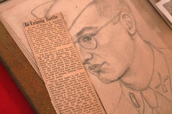 A clip from an article in a Summerville newspaper is part of the memorabilia Janet Byington’s mother saved from the battle in Leipzig in April 1945. (Photo Courtesy of Rachel Hartdegen)