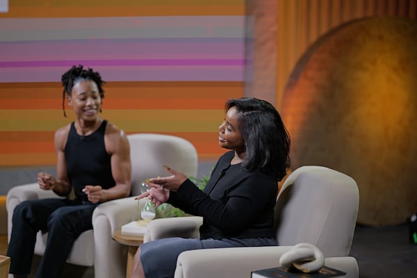 Brit Kirkland and Devin McGhee Kirkland, founders of Deon Libra, on the set of "Bet on Black" during their mentor session.
John Walder/@ucwhateyec