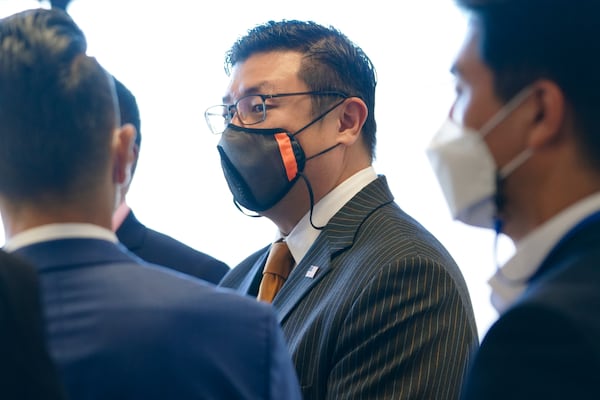 BJay Pak, who is representing two of the victims' families, speaks outside the courtroom Tuesday.