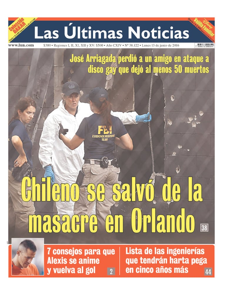 Newspaper front pages reflect Orlando tragedy