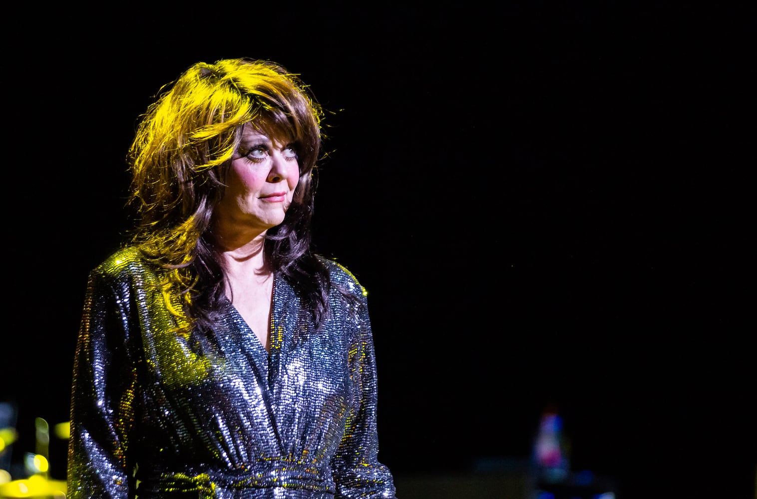 Cindy Wilson of the B-52s performs on the band's farewell tour at the Fox Theatre on Friday, January 6, 2022. The band's three final Atlanta dates are Friday-Sunday, Jan. 6-8. (Photo: Ryan Fleisher for The Atlanta Journal-Constitution)