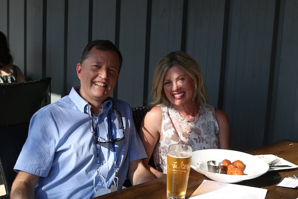 Tucker Mayor Frank Auman and his wife, Gaye Auman, at the Tucker Brewing kitchen opening.
Contributed by Eliana Barnard, Tucker Brewing Co.