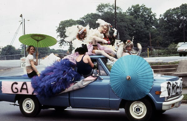 The 1972 Pride demonstration in Atlanta was organized by the Gay Liberation Front. Pride celebrations have grown from an annual march to a celebratory weekend festival with hundreds of thousands of attendees. Photo: Boyd Lewis courtesy of Touching Up Our Roots. 