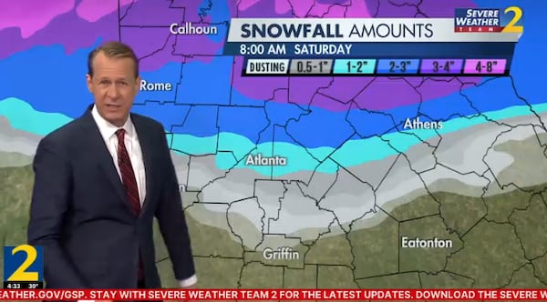 Snow will accumulate in metro Atlanta before a freezing rain compacts it into ice.