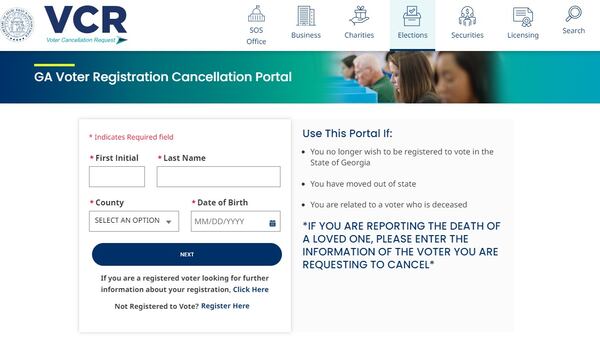 Georgia election officials launched a website allowing voters to cancel their registrations online. (Courtesy)