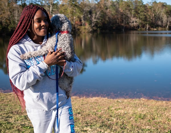 Kristen Rias, a freshman at Spelman, has taken up painting and other self-care activities to preserve her mental health during the coronavirus pandemic. (Ben Gray / For the AJC)