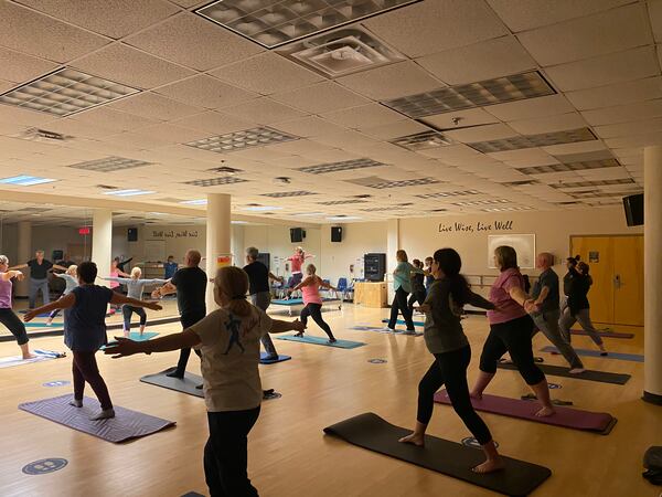 An Osher Lifelong Learning Institute yoga class at Kennesaw State University.