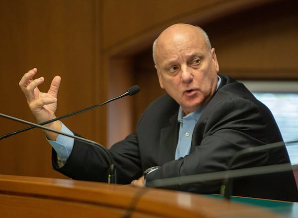 State Sen. Brandon Beach speaks during a meeting at the Georgia Capitol. (Phil Skinner for the Atlanta Journal-Constitution)