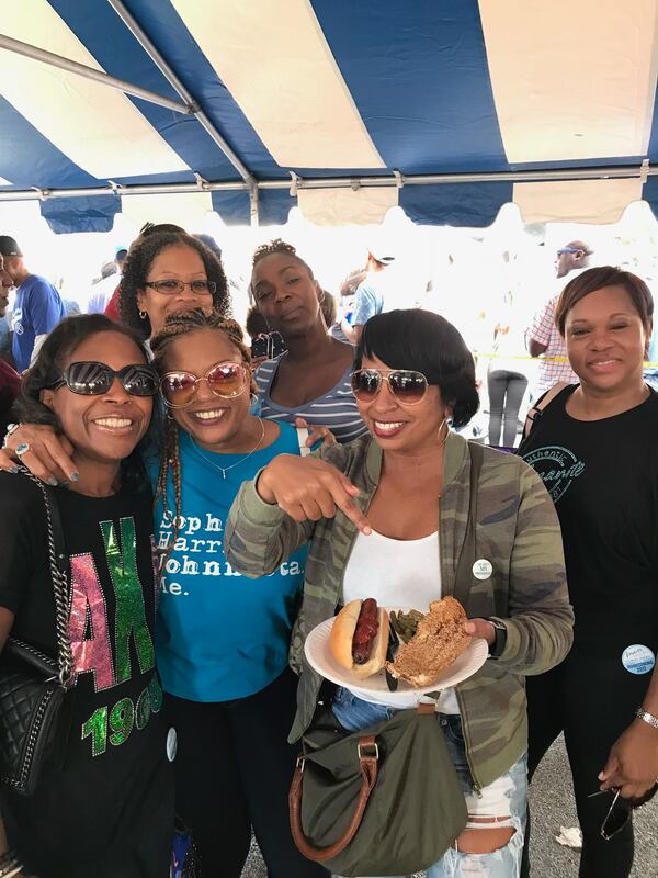 Andrea Carter, a 1990 graduate of Spelman College at a recent homecoming. As usual, she hit the food tents and hung out with her girls.