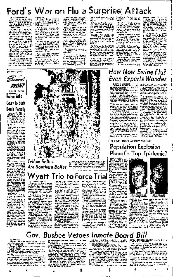 March 1976 -- Journal writer Charles Seabrook detailed the pros and cons of a proposed $135 million program aimed at vaccinating every America against a feared new strain of swine flu. AJC PRINT ARCHIVES