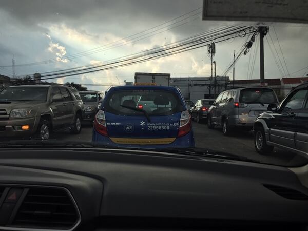 The traffic in San Jose is unlike anything I've ever experienced. This was taken on the way to Herediano's stadium.