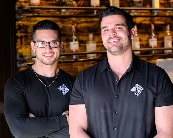 Rreal Tacos owners Miguel Hernandez (left) and Damian Otero offer traditional Mexican street food. Courtesy of Brandon Amato