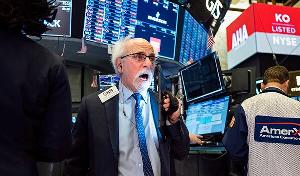 Trader Peter Tuchman works on the floor Thursday of the New York Stock Exchange.