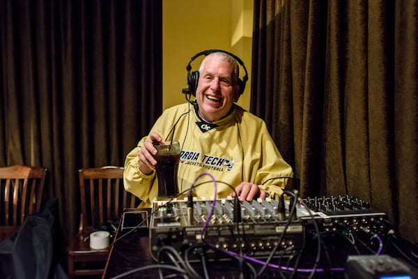 Atlanta radio engineer Miller Pope died Monday, May 27, 2024 at the age of 65. An independent contractor, Pope engineered broadcasts for Georgia, Georgia Tech, the Falcons, Hawks and Atlanta United in a career that spanned more than 40 years. In this photo, Pope was engineering the radio broadcast of a Tech men’s basketball game at McCamish Pavilion on February 20, 2019. (Danny Karnik/Georgia Tech Athletics)