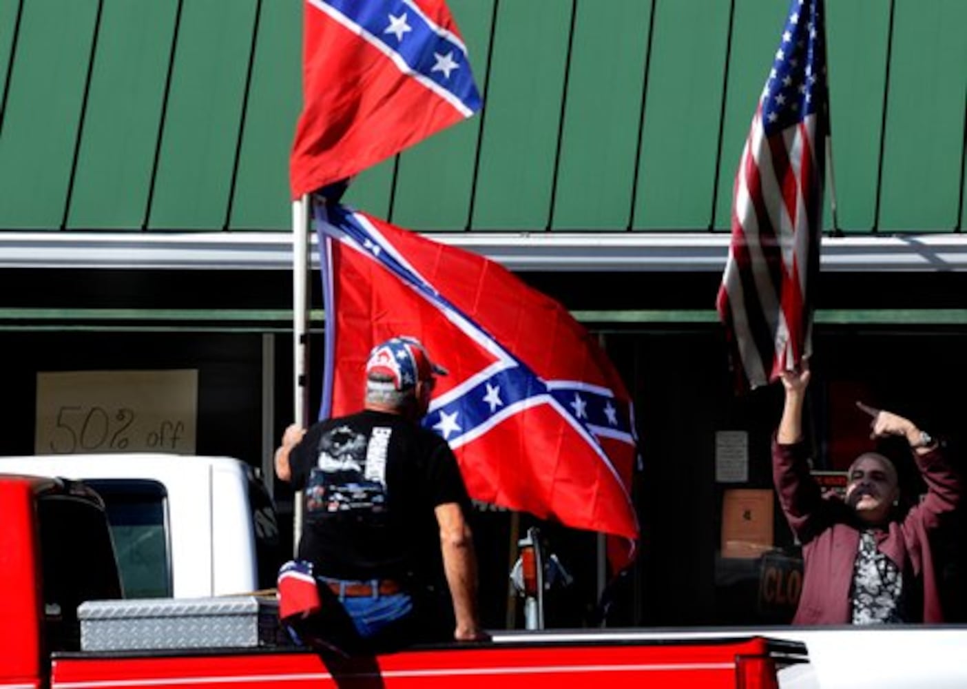 Mixed crowd at Ku Klux Klan rally in Georgia