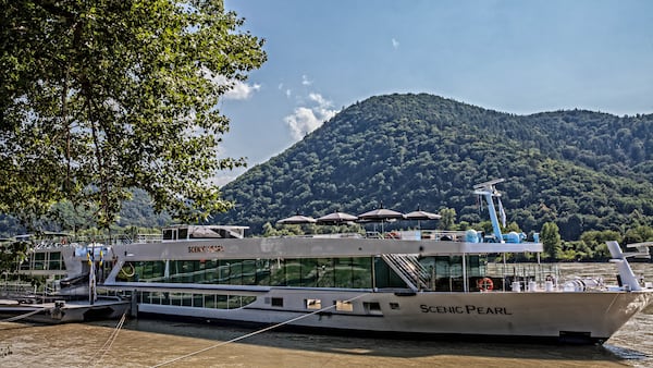 The Scenic Pearl, seen here at the dock where the Danube River makes a tight S-curve, at the village of Durnstein, Austria, a ten-minute walk uphill. (Steve Haggerty/Colorworld/TNS)