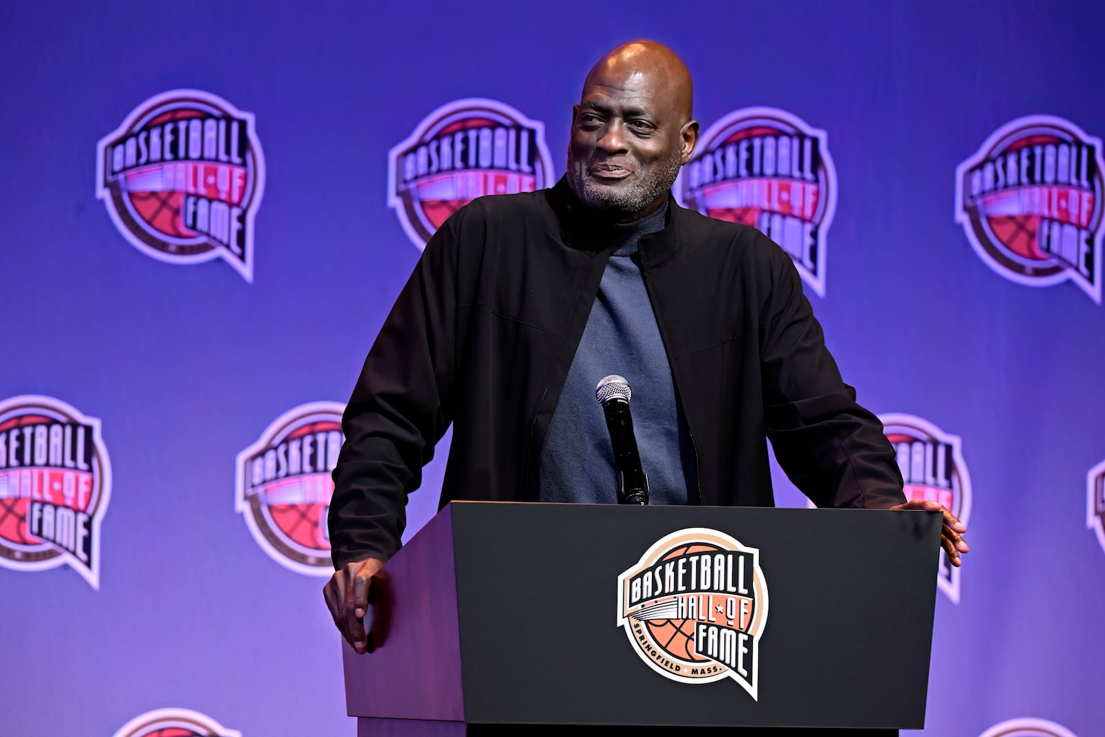 Basketball Hall of Fame Class of 2024 inductee Michael Cooper speaks at an NBA news conference at Mohegan Sun in Uncasville, Conn., Saturday, Oct. 12, 2024.(AP Photo/Jessica Hill)