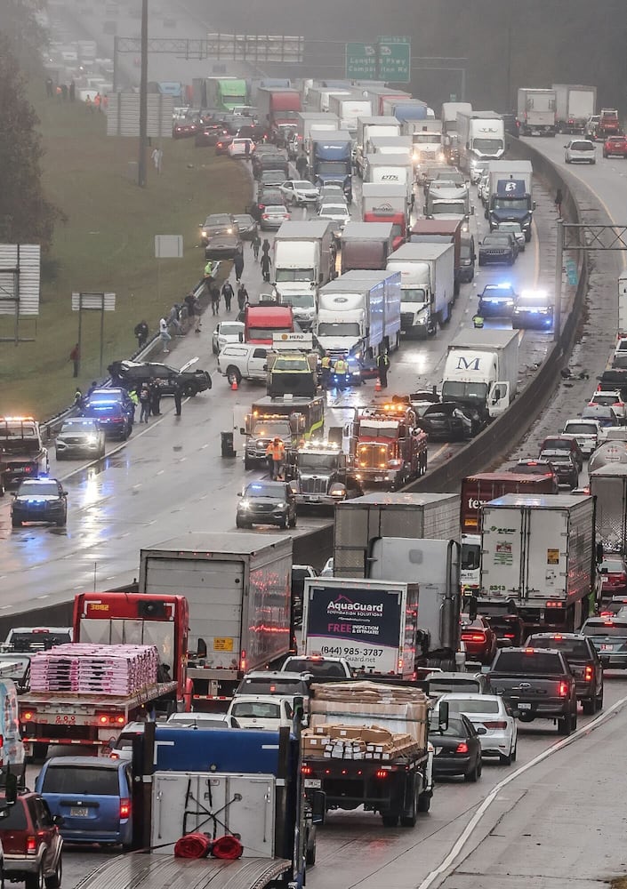 Crash causes miles-long backup on I-285 South near airport