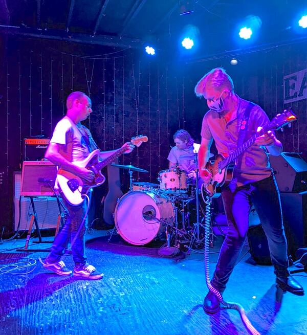 The Compartmentalizationalists live at The Earl in August. From left is Jeffrey Bützer, Sean Zearfoss and Mitch Laue.
(Courtesy of Jeffrey Bützer / Kaitlin Crawford)