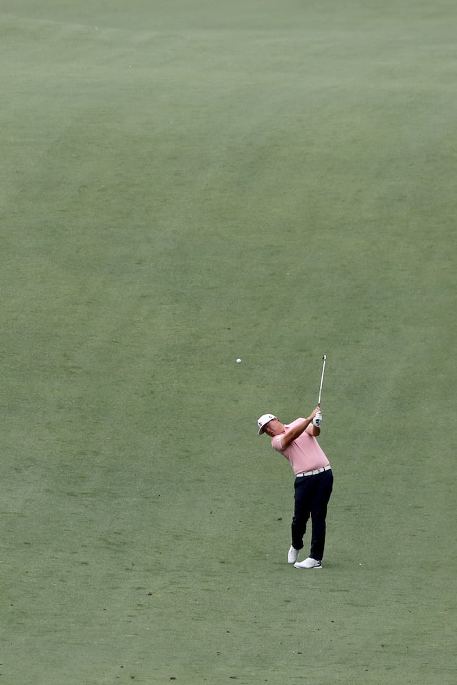 April 8, 2021, Augusta: Sungjae Im hits his fairway shot on the tenth hole during the first round of the Masters at Augusta National Golf Club on Thursday, April 8, 2021, in Augusta. Curtis Compton/ccompton@ajc.com