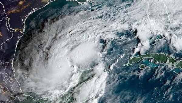 A satellite image shows Hurricane Milton in the Gulf of Mexico on Monday.