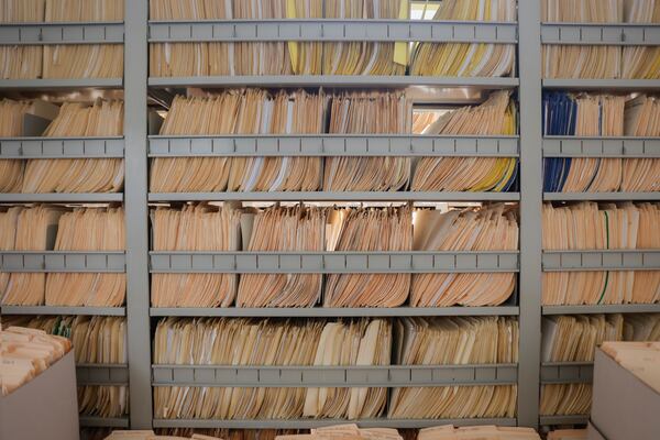 Views of the classification room at Fulton County Jail on Thursday, March 30, 2023. The room holds the paper files of every former inmates. (Natrice Miller/ natrice.miller@ajc.com)