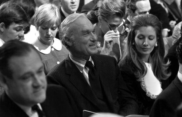 American jazz impresario Norman Granz smiles all over his face as he listens to the bidding during the sale of his forty seven impressionist works, 25 of them by Pablo Picasso at Sotheby's Auction House in London, United Kingdom on April 23, 1968. The sale netted him 813,000 Pounds (1,951,200 US dollars). (AP Photo/Peter Kemp)