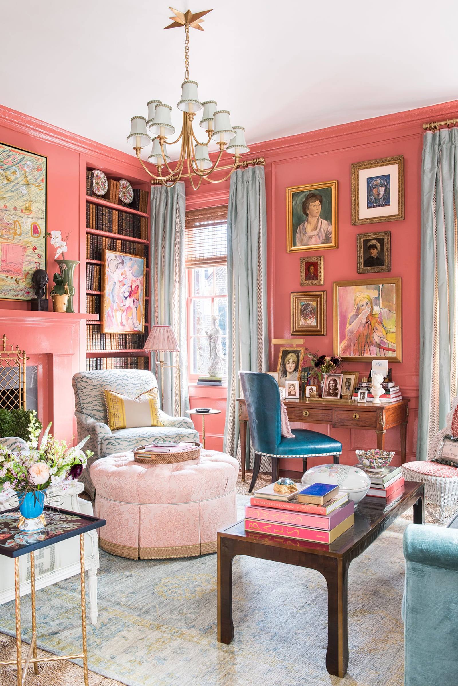 A gallery wall featuring a variety of artworks, portraits and photographs in various frame styles is one way to achieve a maximalist look, says designer Mallory Mathison Glenn. Photo: Courtesy of Mallory Mathison Inc. / Katie Charlotte