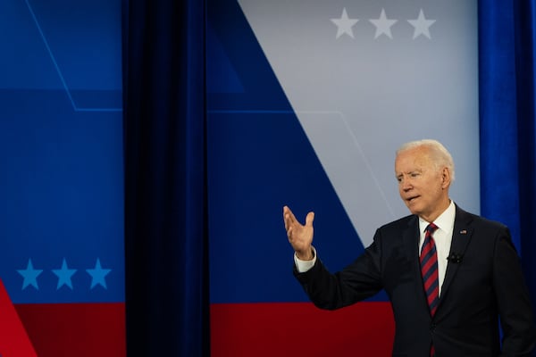 President Joe Biden participates in a town hall hosted by CNN’s Don Lemon at Mount St. Joseph’s University in Cincinnati on Wednesday, July 21, 2021. (Sarahbeth Maney/The New York Times)