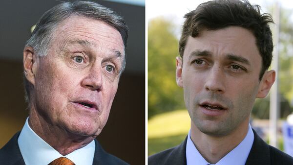 In his bid for re-election, Republican U.S. Sen. David Perdue, left, faces Democrat Jon Ossoff.