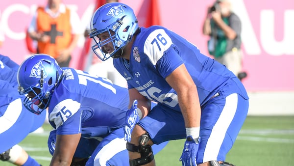 Georgia State left tackle Hunter Atkinson (76). 