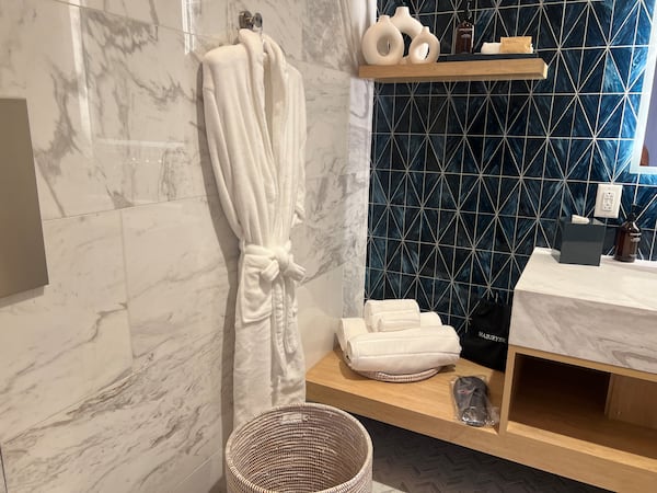 There are shower suites inside the Delta One Lounge that opened Wednesday, June 26, 2024 at New York's John F. Kennedy International Airport.