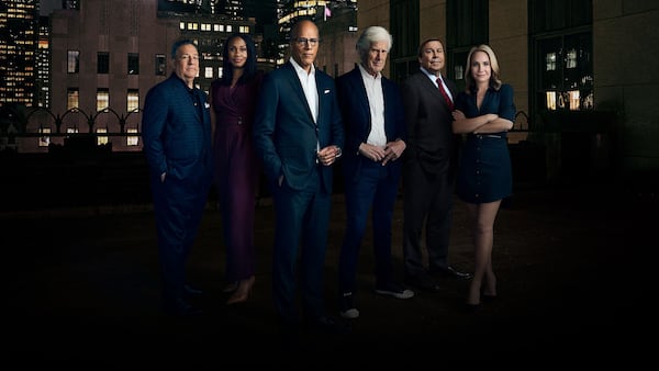 The current "Dateline NBC" team (L-R): Josh Mankiewicz, Blayne Alexander, Lester Holt, Keith Morrison, Dennis Murphy, Andrea Canning. NBC