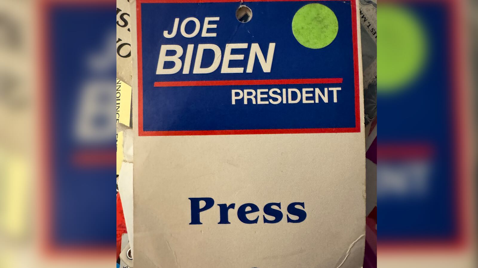 Bill Nigut's press pass to cover Joe Biden's run for president in 1987. (Bill Nigut)