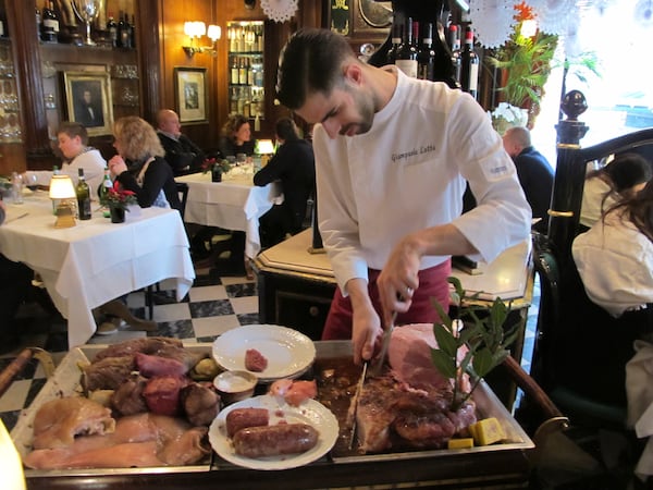 Locanda Castelvecchio, which opened as a delicatessen in 1831, today it has the air of an antique collectorâs drawing room. There's a ceremonial aspect to the proceedings here, particularly the tableside carving service. (Liza Weisstuch/TNS)