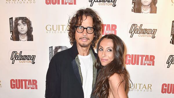 Musician Chris Cornell's widow Vicky Cornell (right) opens up about his struggles with addiction in a new interview.