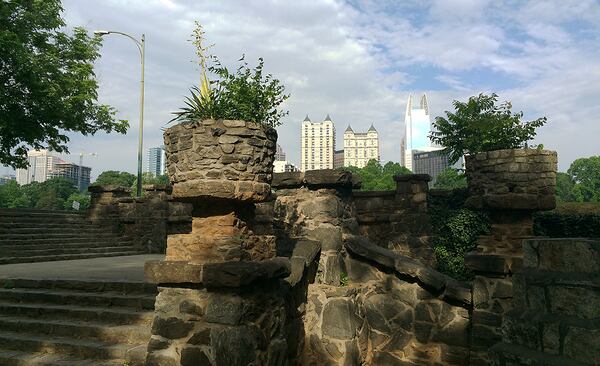 Piedmont Park still features stone steps and ornamental stone urns that were originally built for the Cotton States and International Exposition. (Pete Corson / pcorson@ajc.com)