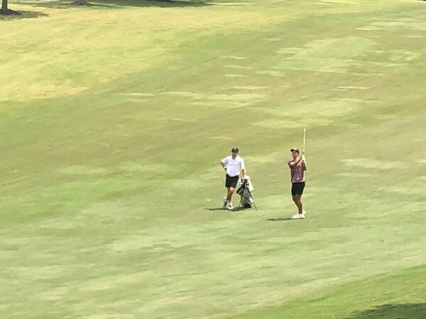 Hunter Logan plays to the second green during the Dogwood Invitational at Druid Hills Golf Club, June 10, 2023. (Stan Awtrey for the Atlanta Journal-Constitution)