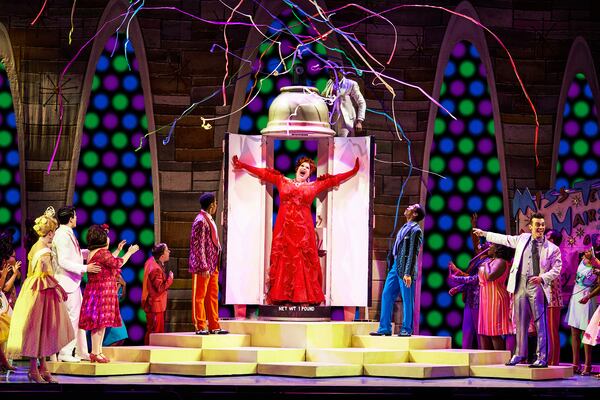 Andrew Levitt as Edna Turnblad makes a grand entrance in the finale of “Hairspray,” part of the Broadway in Atlanta series at the Fox Theater. 
(Courtesy of Jeremy Daniel)