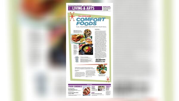 The Atlanta Journal-Constitution ePaper, Sunday, Oct. 15, 2023, with this year's Fall Dining Guide, focusing on comfort food.