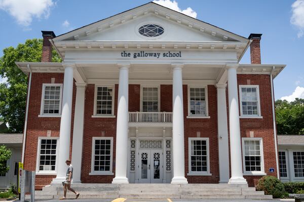 Galloway School administrators say the Gresham Building's foundation is sinking and its walls are cracking. The building is shown Monday, June 3, 2024. (Ben Hendren for The Atlanta Journal-Constitution)