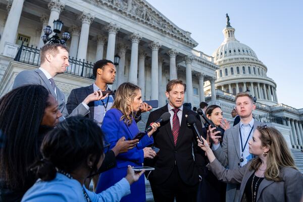 U.S. Rep. Rich McCormick, a Republican from Suwanee, speaks to reporters outside the Capitol in Washington on Tuesday. He voted in favor of a temporary government funding measure.