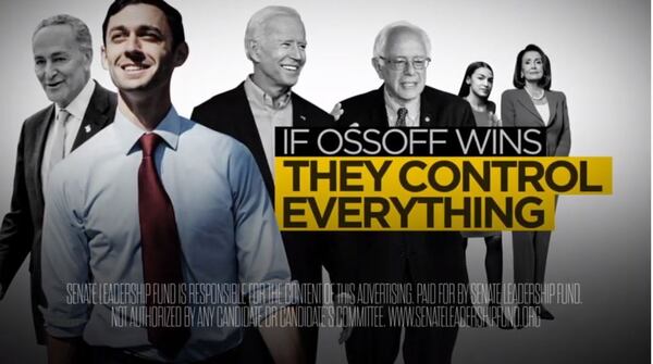 The Senate Leadership Fund, controlled by the Republicans, has funded attack ads like this one.