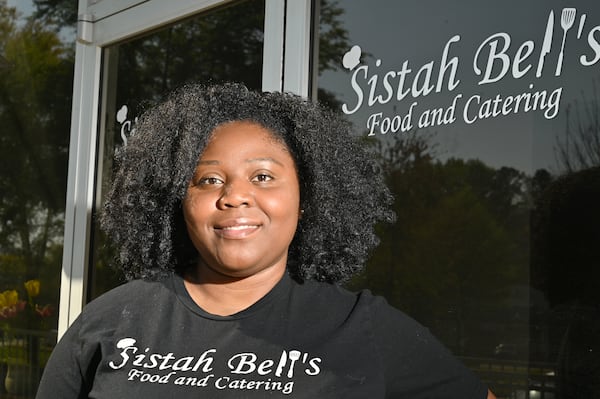 Coretta Whatley, owner of Sistah Bell's Food and Catering, at her restaurant in Stockbridge on Tuesday, April 6, 2021. Whatley was named after Coretta Scott King in 1985, but didn't learn about her until she moved to Georgia in 1999. (Hyosub Shin / Hyosub.Shin@ajc.com)