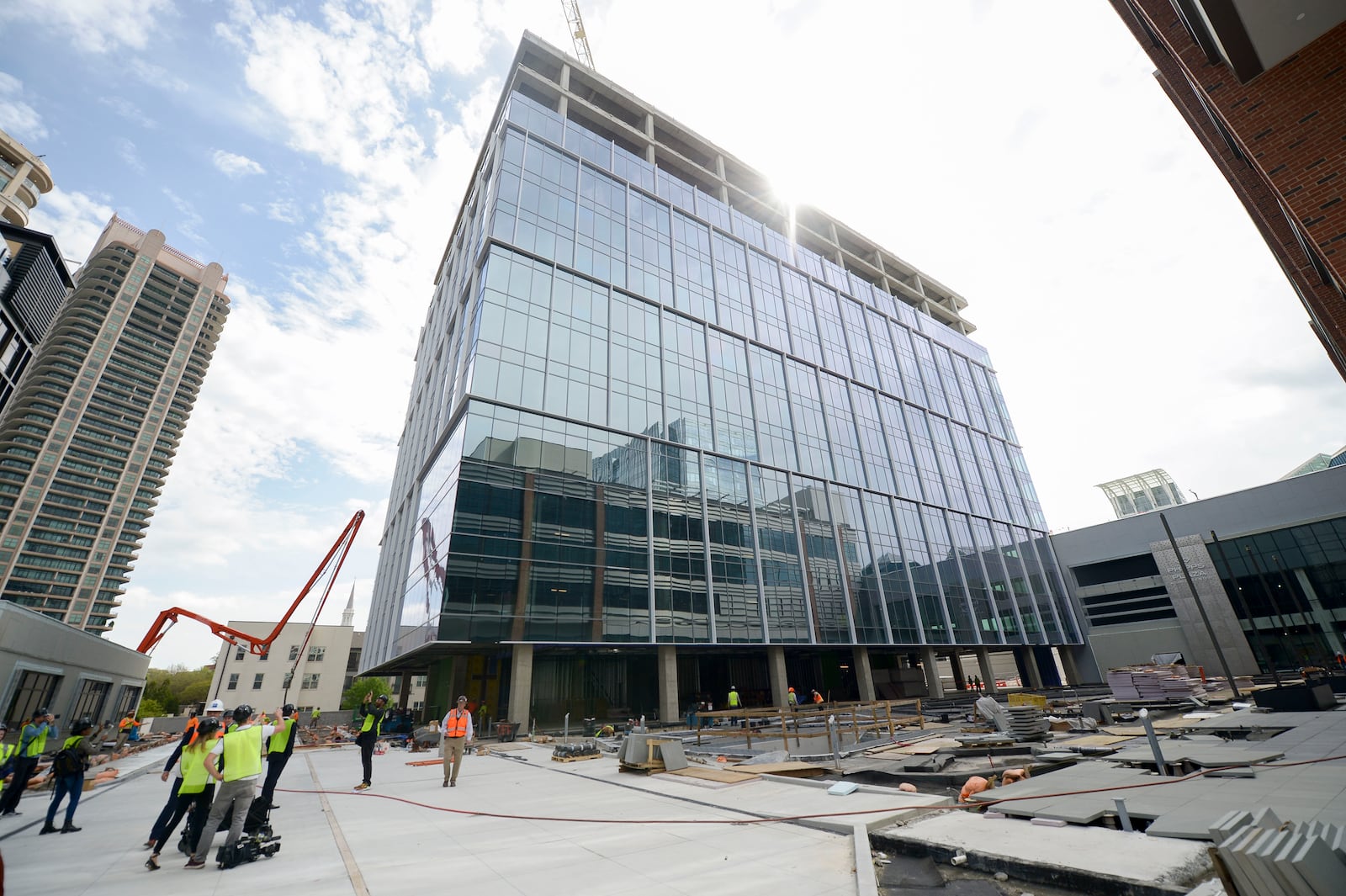 A view of the future green space located between LifeTime Fitness building and the 13-story multi-use tower next to Phipps Plaza.. (Daniel Varnado/For the Atlanta Journal-Constitution)