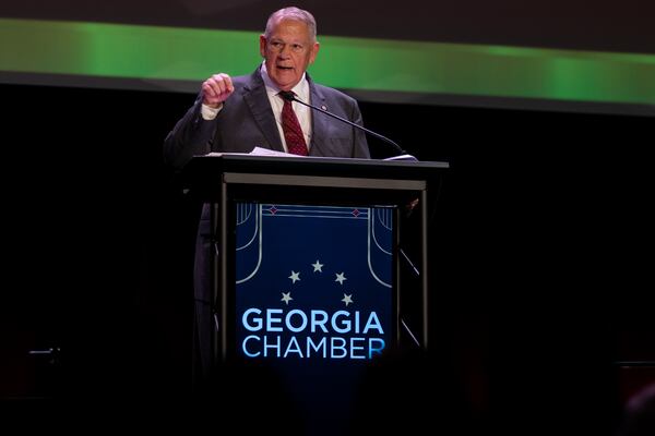 Speaker David Ralston  (R-GA) speaks at the Georgia Chamber’s “Eggs & Issues” breakfast at the Fox Theatre in downtown Atlanta, Georgia on January 12th, 2022. (Nathan Posner for The Atlanta Journal-Constitution)
