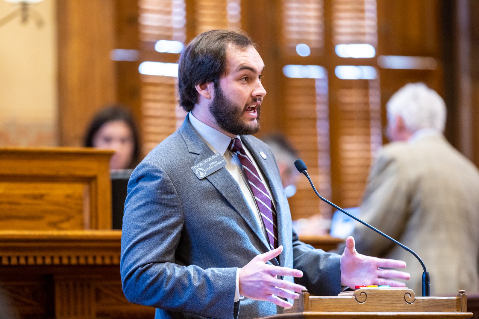 State Sen. Colton Moore, R-Trenton, showed no signs of slowing down his Republican-on-Republican attacks as he continued to call for a special session to defund Fulton County District Attorney Fani Willis’ office Wednesday. (Arvin Temkar/arvin.temkar@ajc.com)