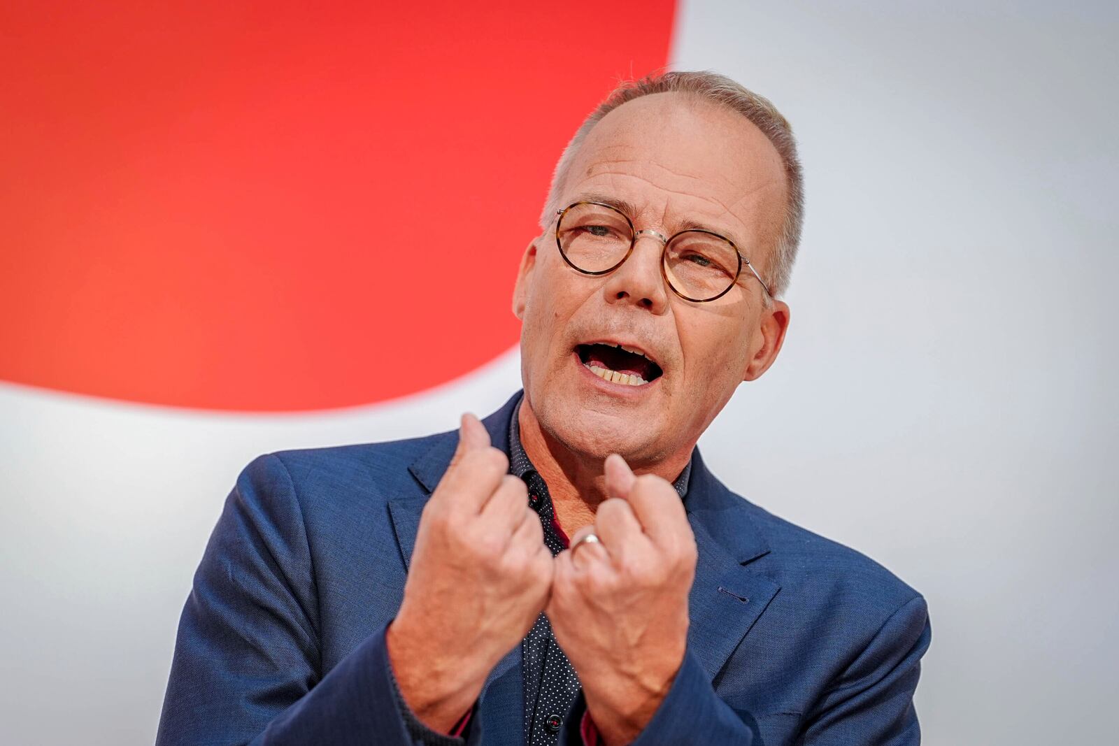 Matthias Miersch speaks as he is introduced as the new SPD General Secretary during a press conference at the party's headquarters in Berlin, Germany, Tuesday Oct. 8, 2024. (Kay Nietfeld/dpa via AP)