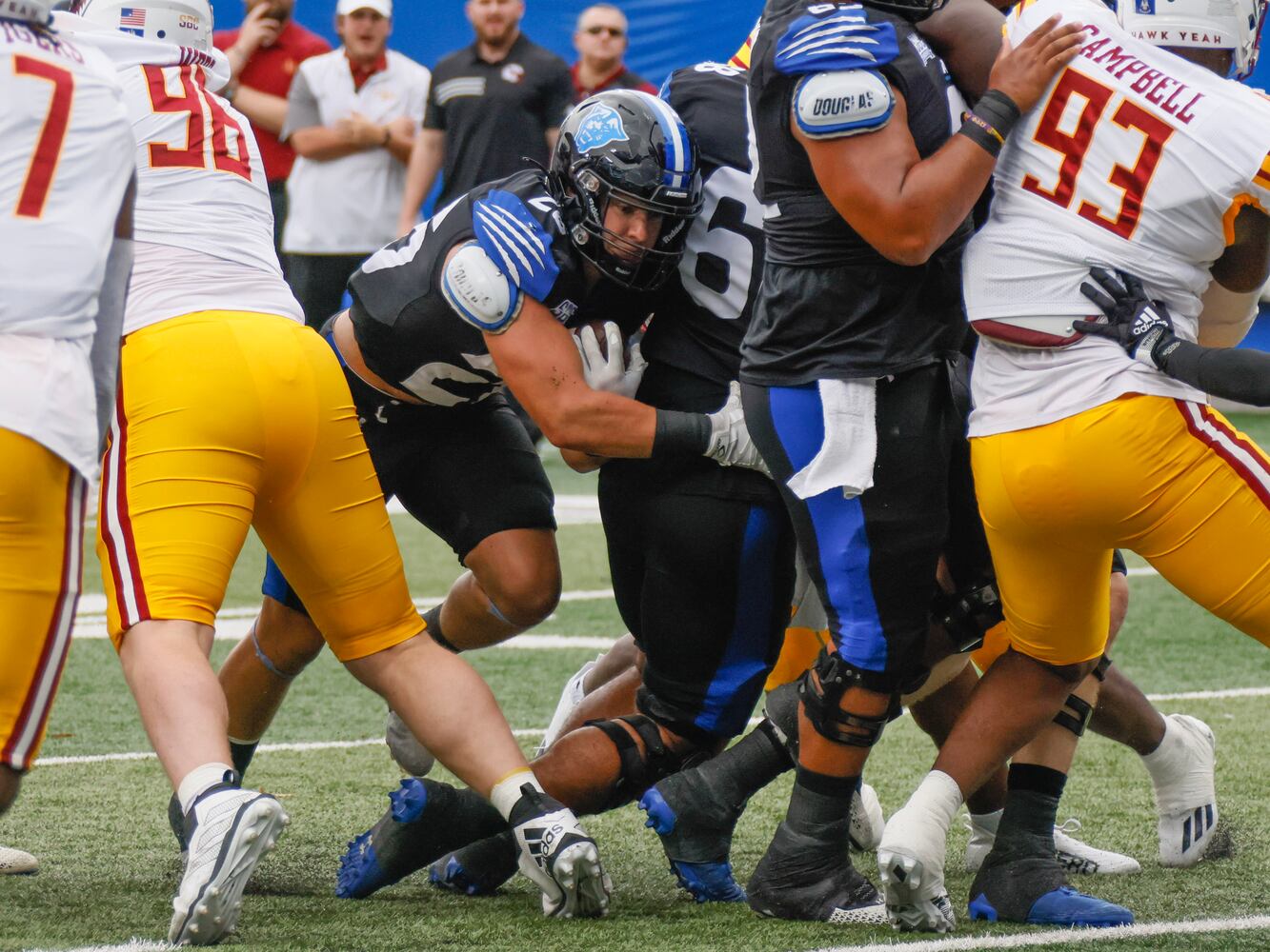 Georgia State Panthers running back Tucker Gregg rushes for a first-quarter touchdown.   (Bob Andres for the Atlanta Journal Constitution)